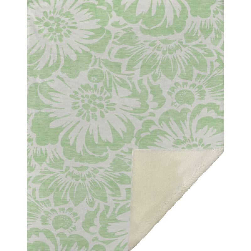 Premium Machine Washable Modern Floral Sherpa Throw Blanket