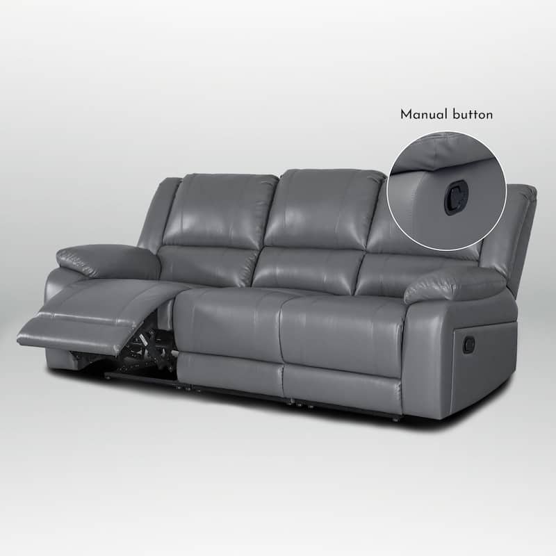 82" Width Modern Contemporary Faux Leather Manual Reclining Sofa
