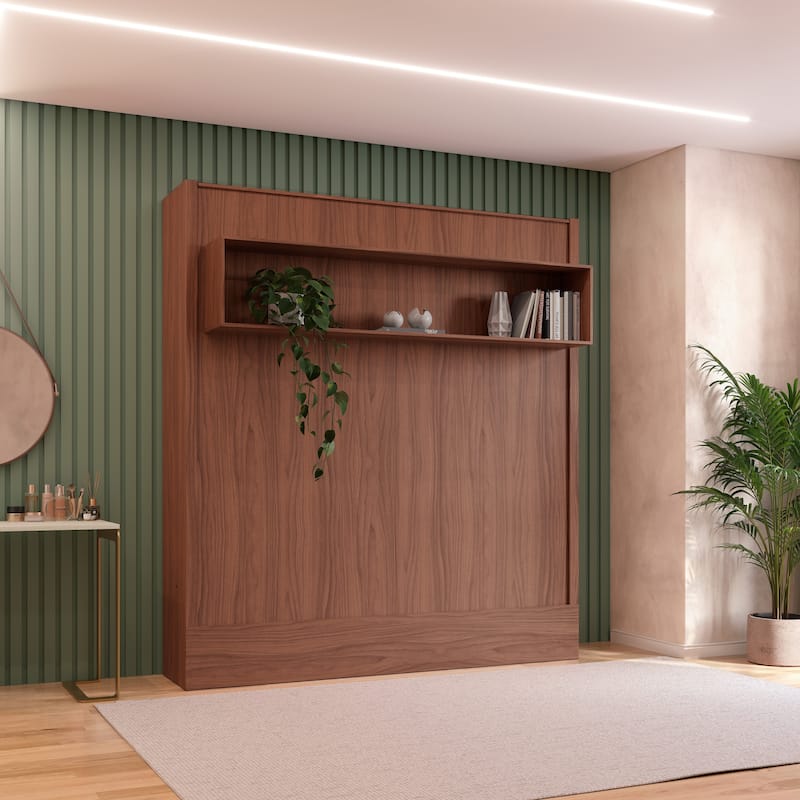 Easy-Lift King Murphy Wall Bed with Shelf