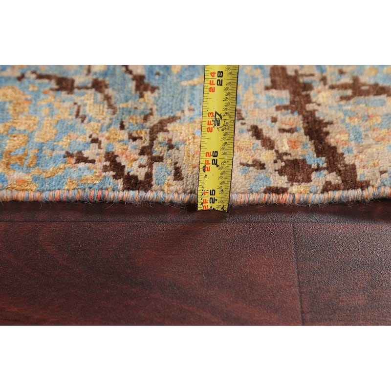 Vegetable Dye Wool/ Silk Abstract Area Rug Hand-knotted Foyer Carpet - 5'5" x 7'9"