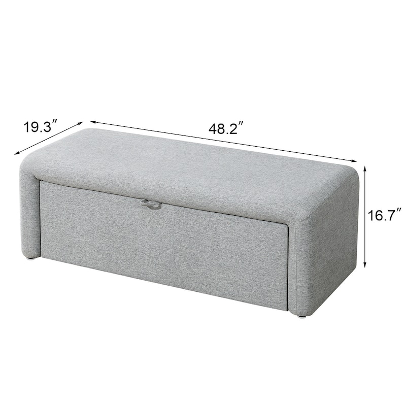 Adeco 49 Inches Side-opening Storage Bench Ottoman with Padded Cushion - 49.2"X18.9"X16.5"
