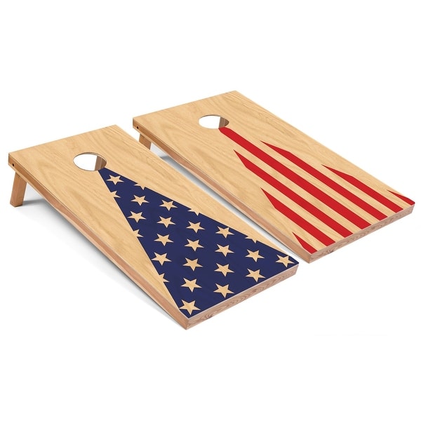 slide 2 of 7, American Flag Triangle Outdoor Cornhole Set All-Weather 2x4 - Include ALL Accessories
