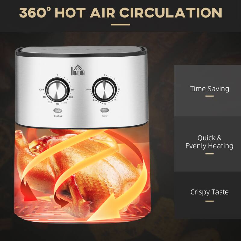 1700W 6.9 Quart Air Fryer Oven with 360° Air Circulation, Adjustable Temperature, Timer and Nonstick Basket - N/A