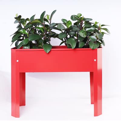 Galvanized Raised Garden Bed Outdoor Red Flowerpot Box Planter with Drainage Holes for Gardening Vegetables Flower