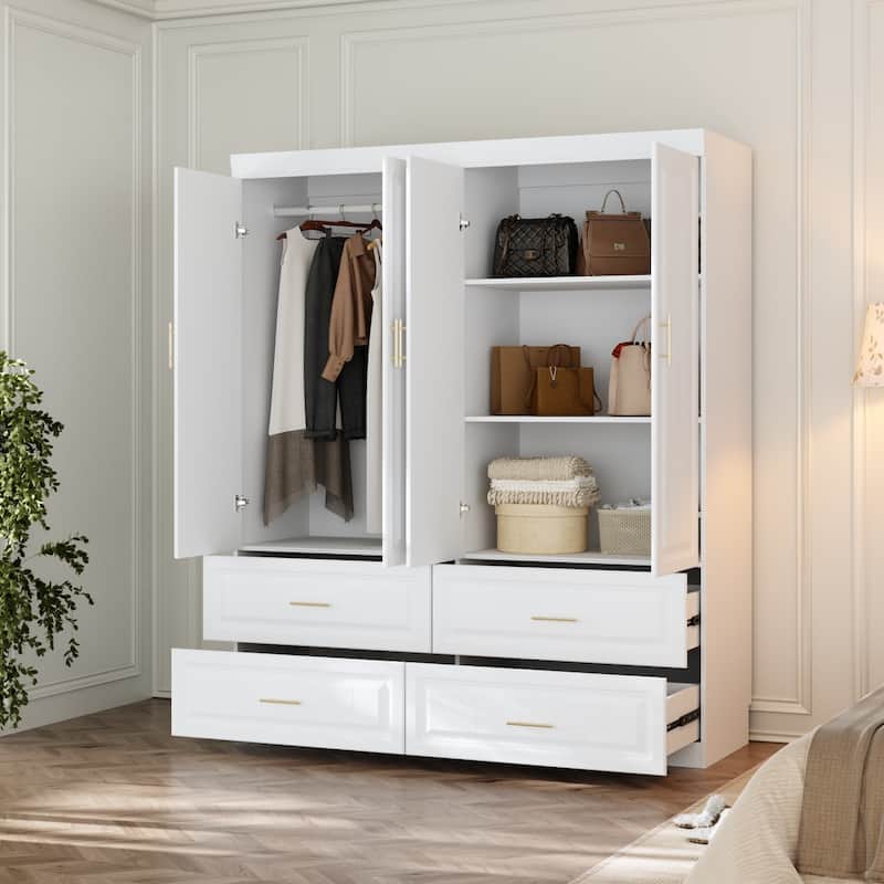 93.9"H/74.2"H Armoires Wardrobe Closet Cabinet Hanging Drawers Storage