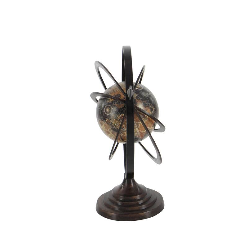 Black Aluminum Metal Armillary Compass Globe - 19 x 12 x 17