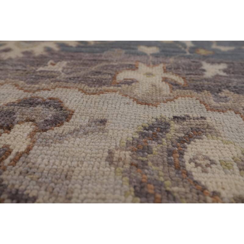 Vegetable Dye Oushak Turkish Area Rug Grey Hand-Knotted Wool Carpet - 6'1"x 9'0"
