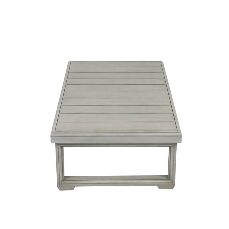 Roomfitters Outdoor Patio Coffee Table with Slatted Wood Design, Weather-Resistant Frame