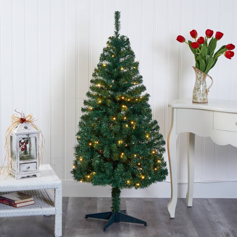 4' Pre-Lit Northern Tip Artificial Christmas Tree, Clear LED Lights - 4 Foot