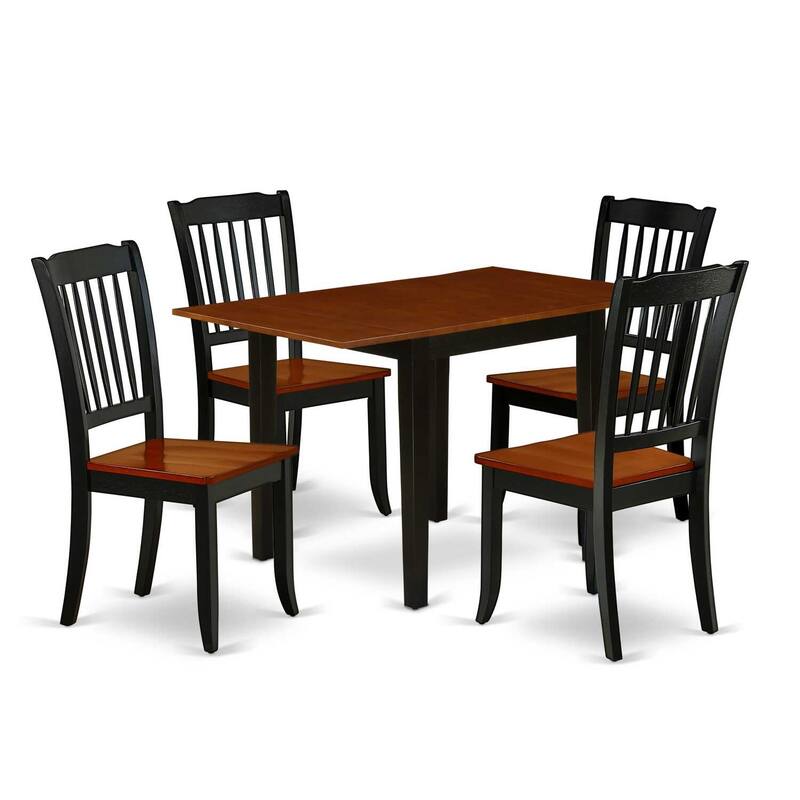 HomeStock 5-Pc Black and Cherry Finish Solid Wood Top - Dining Room Set - Seats 4