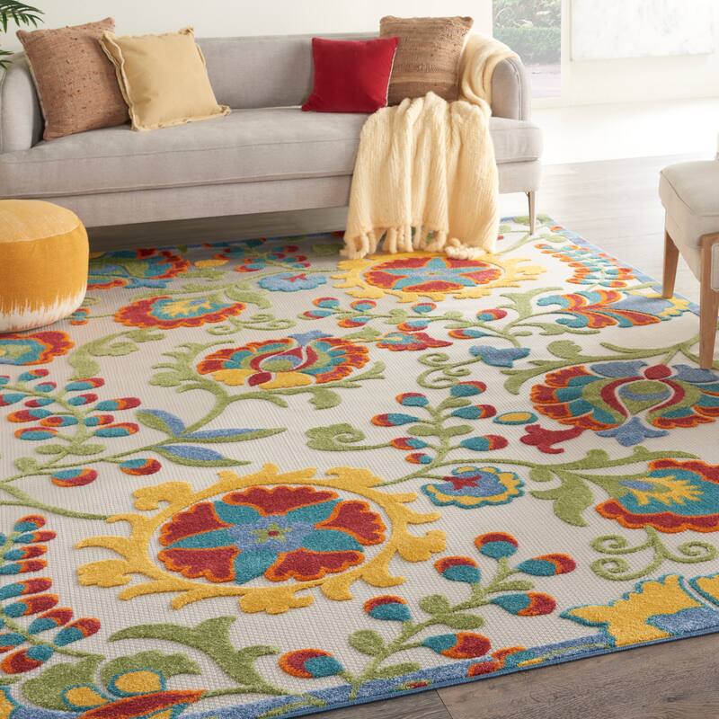 Copper Grove Alyssum Multicolor Indoor/Outdoor Rug. - 7' x 10' - Multi/Ivory