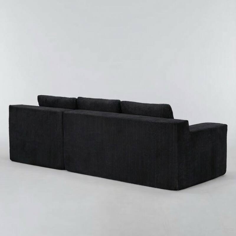 Corduroy L-Shaped Modular Sofa, Luxury Foam-Filled Floor Couch