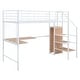 preview thumbnail 16 of 38, Twin Size Metal Loft Bed with Desk, Metal Grid and Wardrobe, White