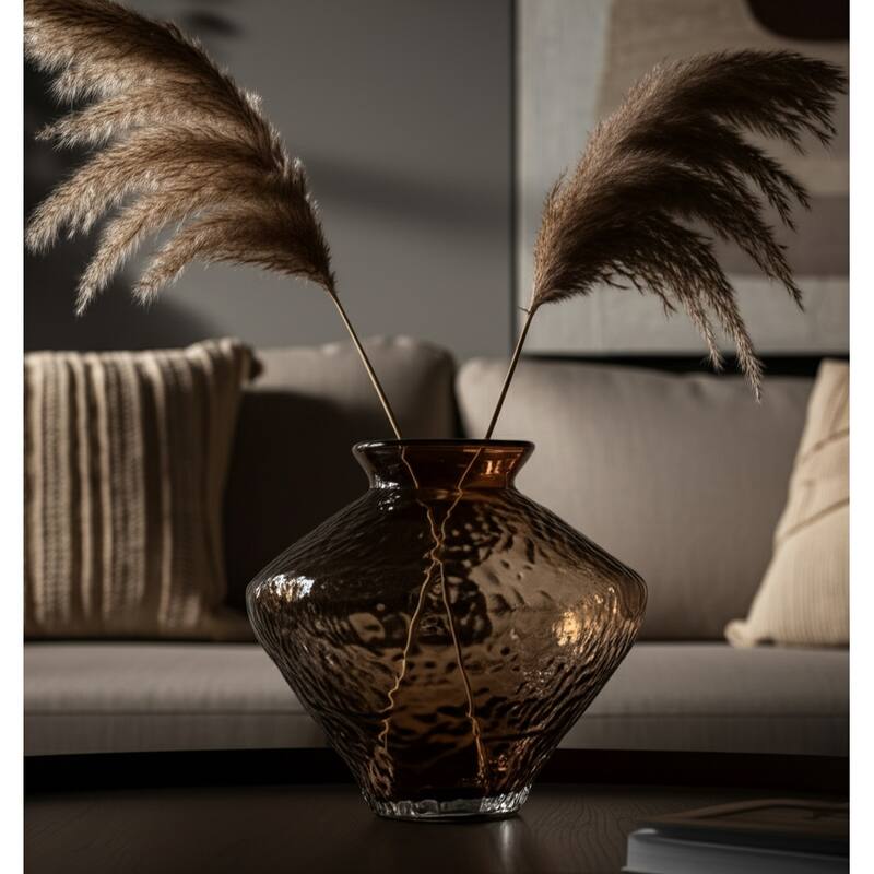 Glass Decorative Vase Contemporary Textured Flower for Home Decor