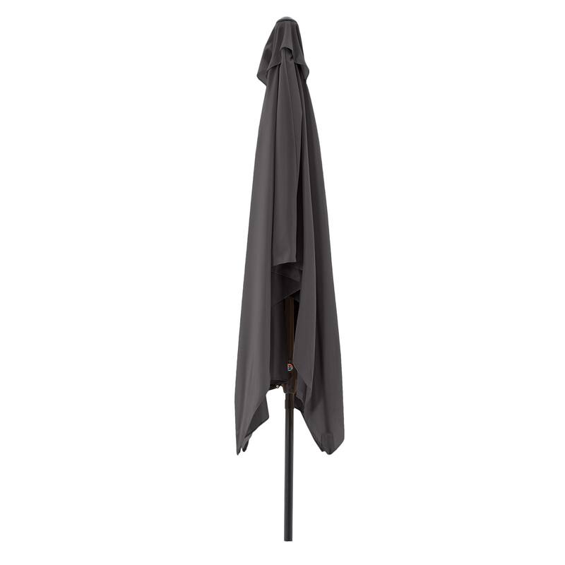 Rectangular Patio Umbrella - 10 Ft Easy Crank Sun Shade with Push Button Tilt by Pure Garden (Gray)