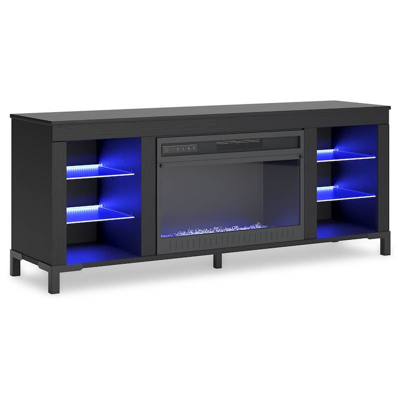 Signature Design by Ashley Cayberry Black 60" TV Stand for TVs up to 69" with Electric Fireplace