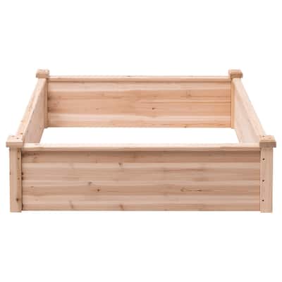 Raised Garden Bed Wood Outdoor Vegetable Flower Rectangular Planter