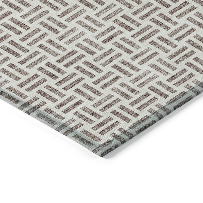 Machine Washable Indoor/ Outdoor Contemporary Basketweave Chantille Rug