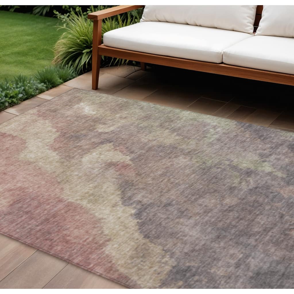 HomeRoots Abstract Transitional Rectangle Outdoor Rug