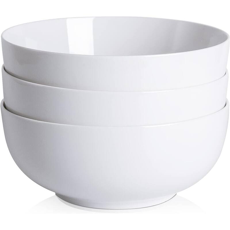 White Bowl Sets for Salad Soup Pasta Popcorn Fruits - 64 Ounce
