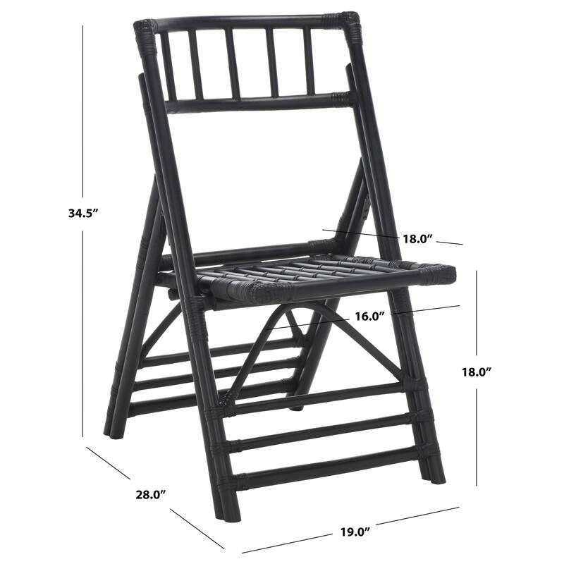SAFAVIEH Maja Black Rattan Folding Accent Chair Set of 2 (Fully Assembled) - 19Wx28Dx35H - Black