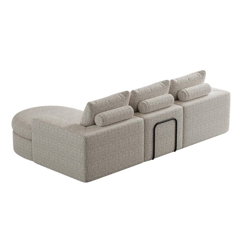 99-Inch Chenille Cloud Curved Sectional Sofa with Chaise, L-Shaped Modern Boneless Couch with Deep Seats,Sectional Sofa