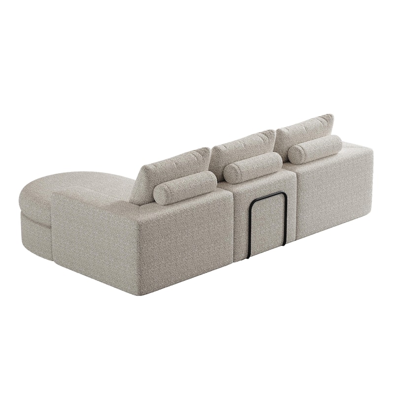 Chenille Cloud Deep Seat Couch L-shape Sectional Sofa w/ Curved Chaise