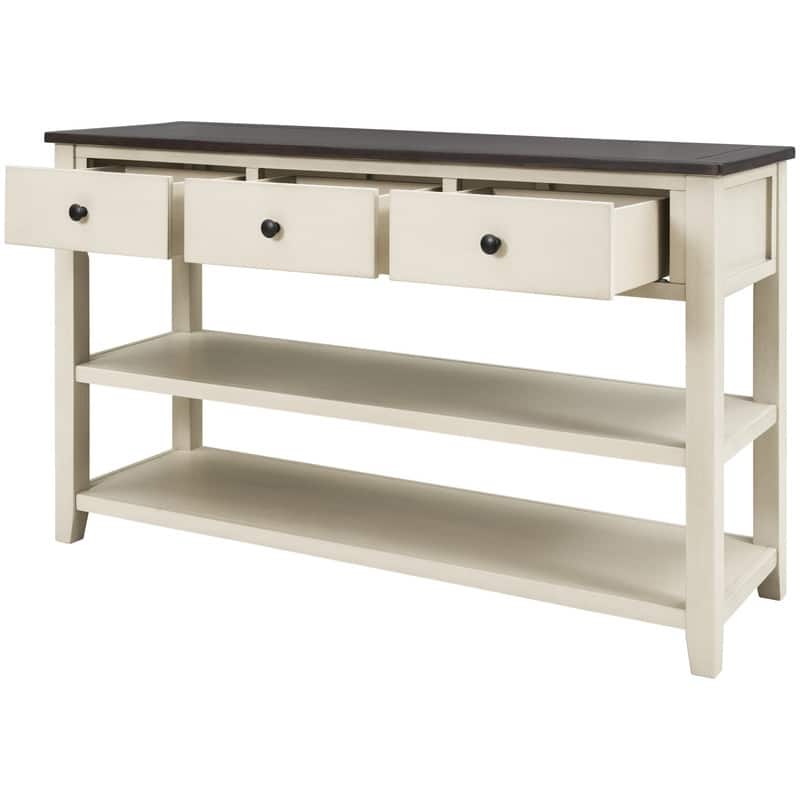 50 "inch retro modern design narrow sofa table with pine solid wood frame