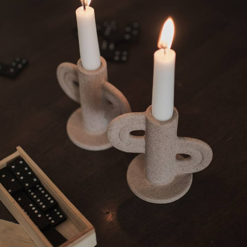 Swirl Slide Tabletop Ceramic Candle Holder - 4.5"