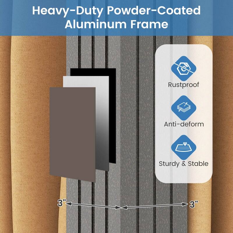 Costway 12 x 10 FT Hardtop Gazebo with Netting Heavy-Duty Double-Roof - Coffee