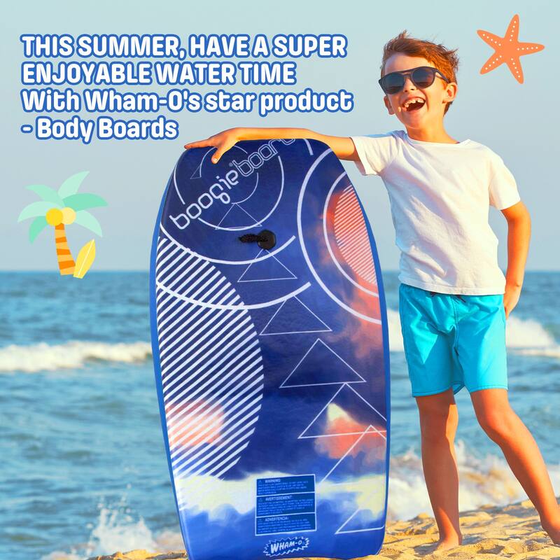 Wham-O 33" Body Board for Beach, Lightweight Boogie Boards with EPS Core, Fiber Clad with Wrist Leash for Kids Teens Adults