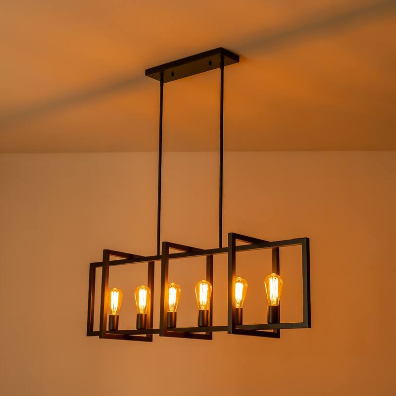 Black or Gold Farmhouse Rustic Kitchen Island Pendant Chandelier for Dining Room