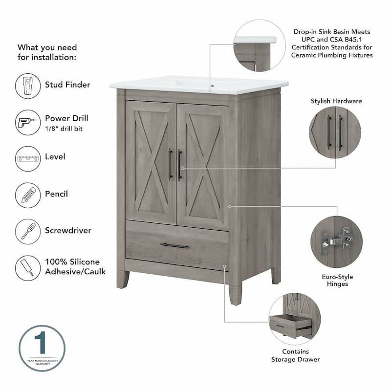 Key West 24W Bathroom Vanity with Sink by Bush Furniture