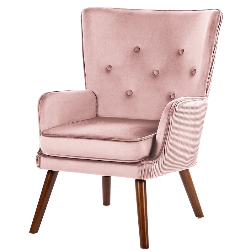 Velvet Upholstered Accent Chair Armchair for Living Room - Single - Pink