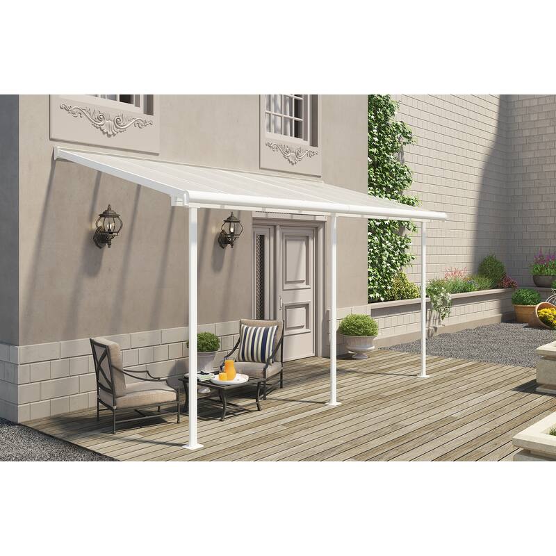 Sierra 7.5 ft. White & Grey Clear Panel Aluminum Patio Cover