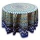 preview thumbnail 8 of 22, Cotton Inspiring Floral Tablecloth Collection 88-in Round - Blue Green