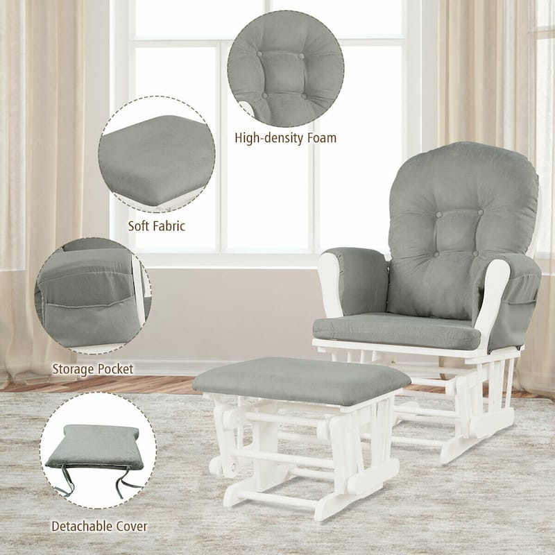 Gymax Baby Nursery Relax Rocker Rocking Chair Glider & Ottoman Set w/