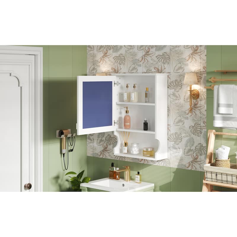 Medicine Cabinet with Mirror Door, Wall Mounted Home Storage Cabinet, Bathroom Wall Cabinet with Adjustable Shelves