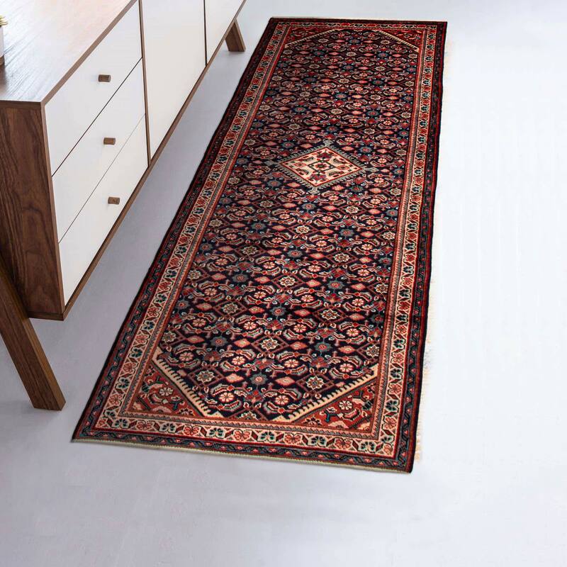 ECARPETGALLERY Hand-knotted Andelz Navy Wool Rug - 3'6 x 10'7