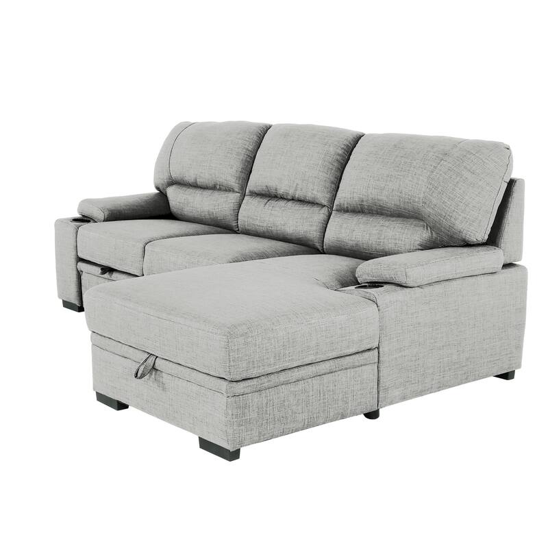 Gallo 93 in. 2-Piece Right Facing Sleeper Sofa with Storage & Cupholder