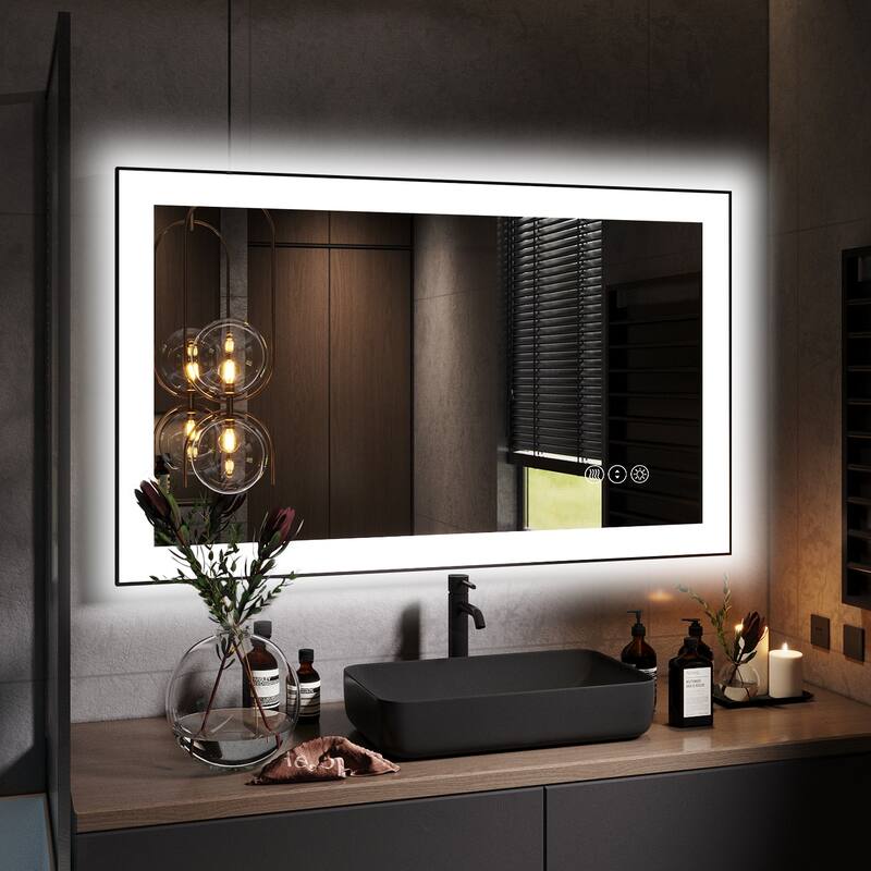 QuivaraView Premium Black Aluminum Framed LED lighting Vanity Mirrors - 40" x 24"