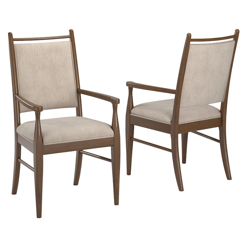 Harstad Wood Finish Beige Fabric Arm Chair (Set of 2) by iNSPIRE Q Modern