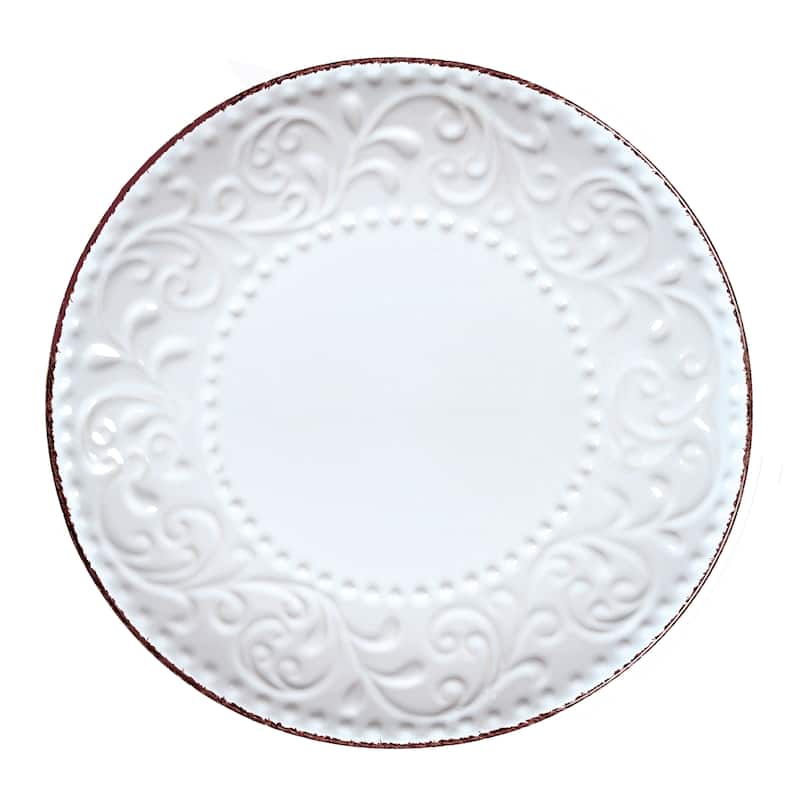 Lorren 16-pc. White Scrollwork Stoneware Dinnerware Set