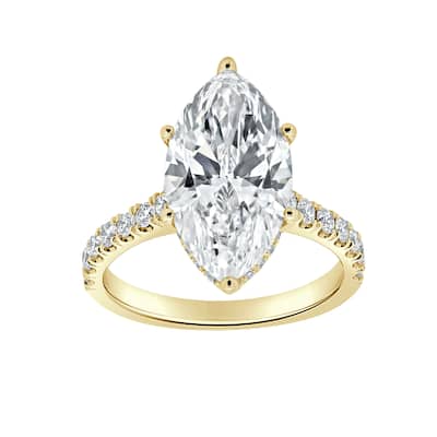 Auriya 14k Gold 5 3/5ctw Lab grown Marquise Hidden Halo Diamond Engagement Ring (F-G VS)