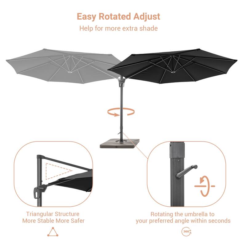 LIVOOSUN 11ft Patio Offset Umbrella Cantilever Umbrella with Base