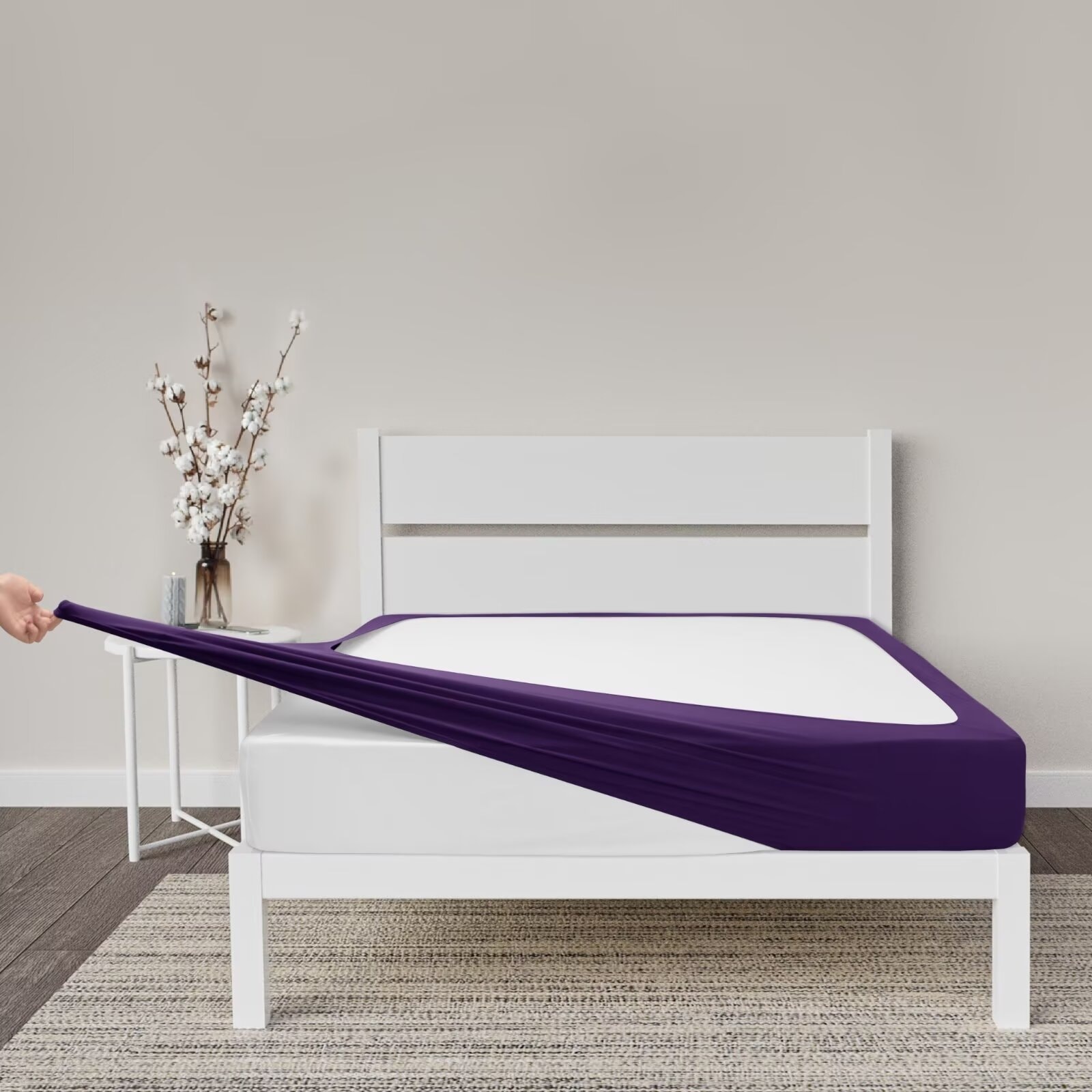 HIgh Stretch Jersey Knit Wrap Around Box Spring Cover Queen Queen XL Purple