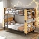 preview thumbnail 15 of 26, Twin Over Twin Metal Bunk Bed with Storage Space, Ladder and Full-Length Guardrail Black