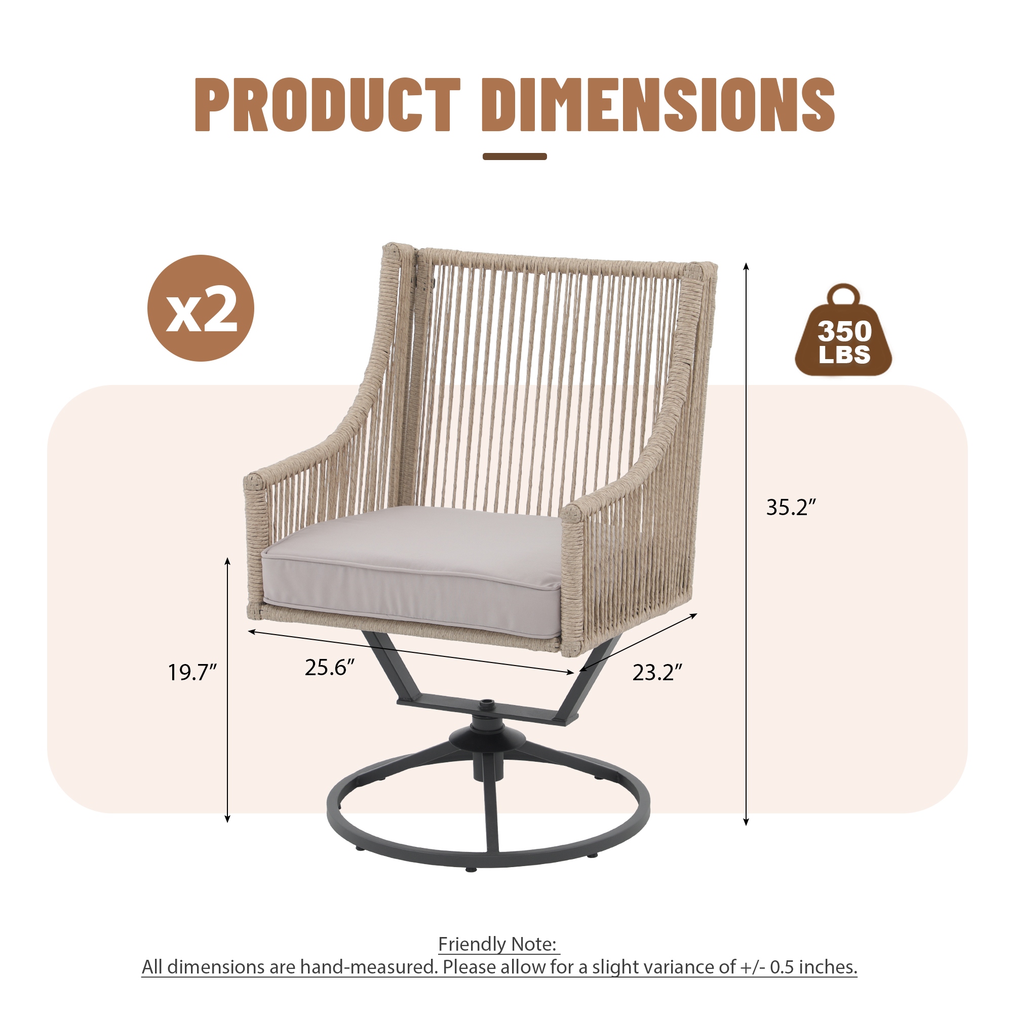 Outdoor Wicker Swivel Chairs with Cushion (Set of 2)