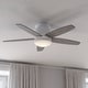 preview thumbnail 1 of 7, Armon 44 in. Low Profile Flush Mount Ceiling Fan with Reversible Blades, Dimmable LED Light Kit and Remote, Frosted Glass Shade 44-in W x 11.5-in H x 44-in D - White