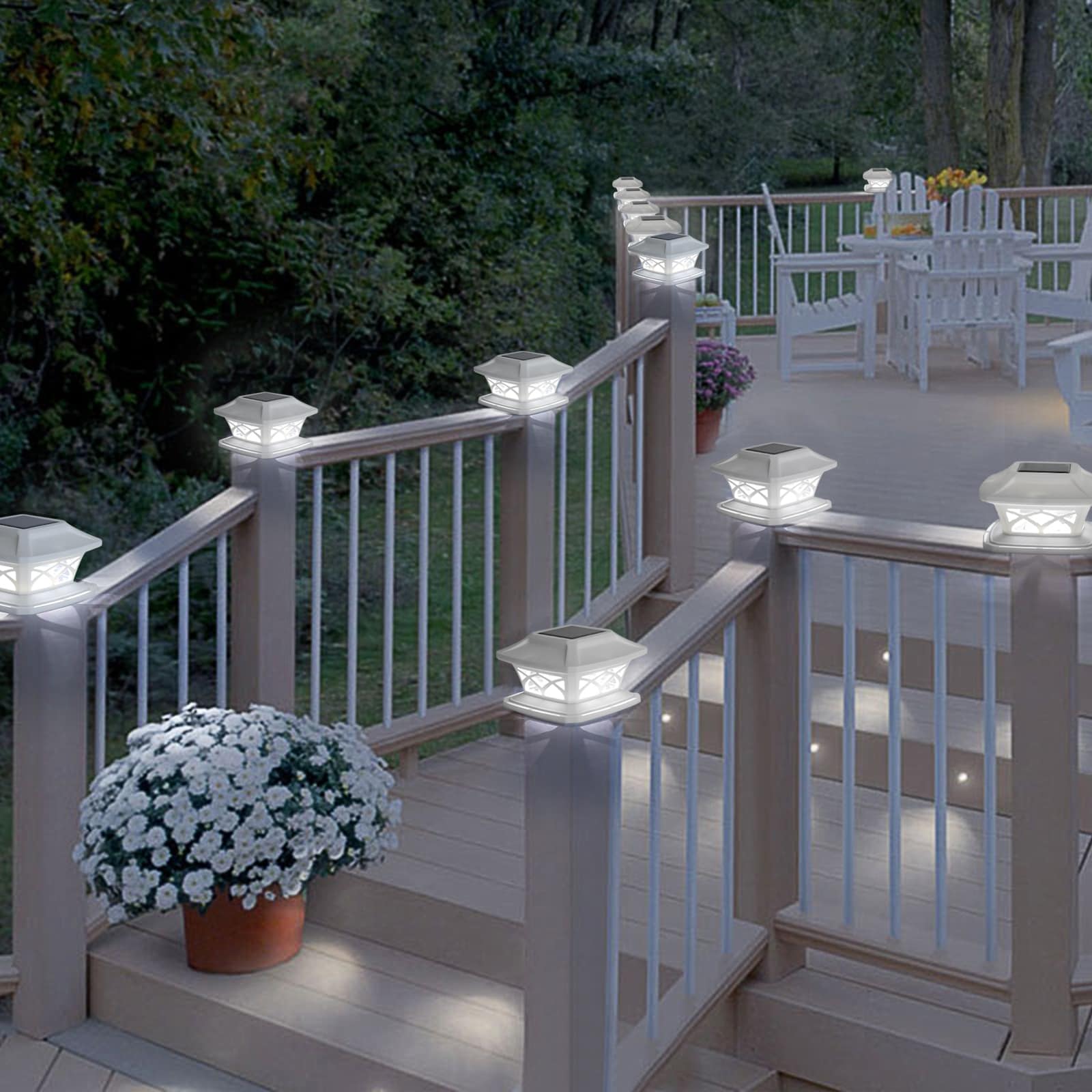 Solar powered railing lights best sale